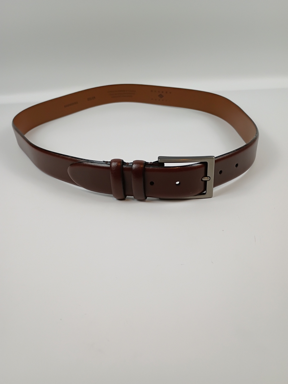 Joseph Abboud Men's Brown Leather Dress Belt with Silver Buckle